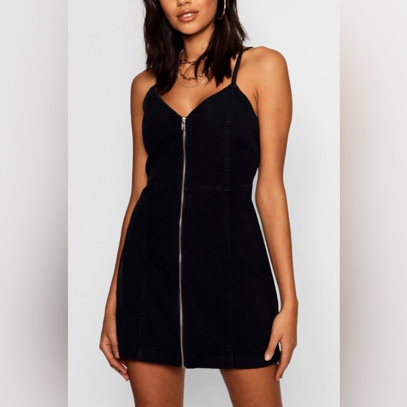 Boohoo | Black Denim Dress - Picture 2 of 13
